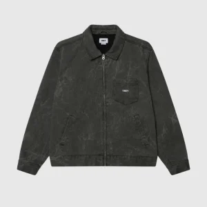 Obey Jacket - Workman Zip - Black Wrinkle Wash