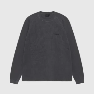 Stussy Crew - Raglan Thermal Basic Stock - Washed Black
