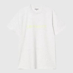 Carhartt WIP Tee - Script - Ash Heather / Air Green