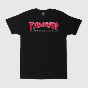 Thrasher Tee - Outlined - Black/Red